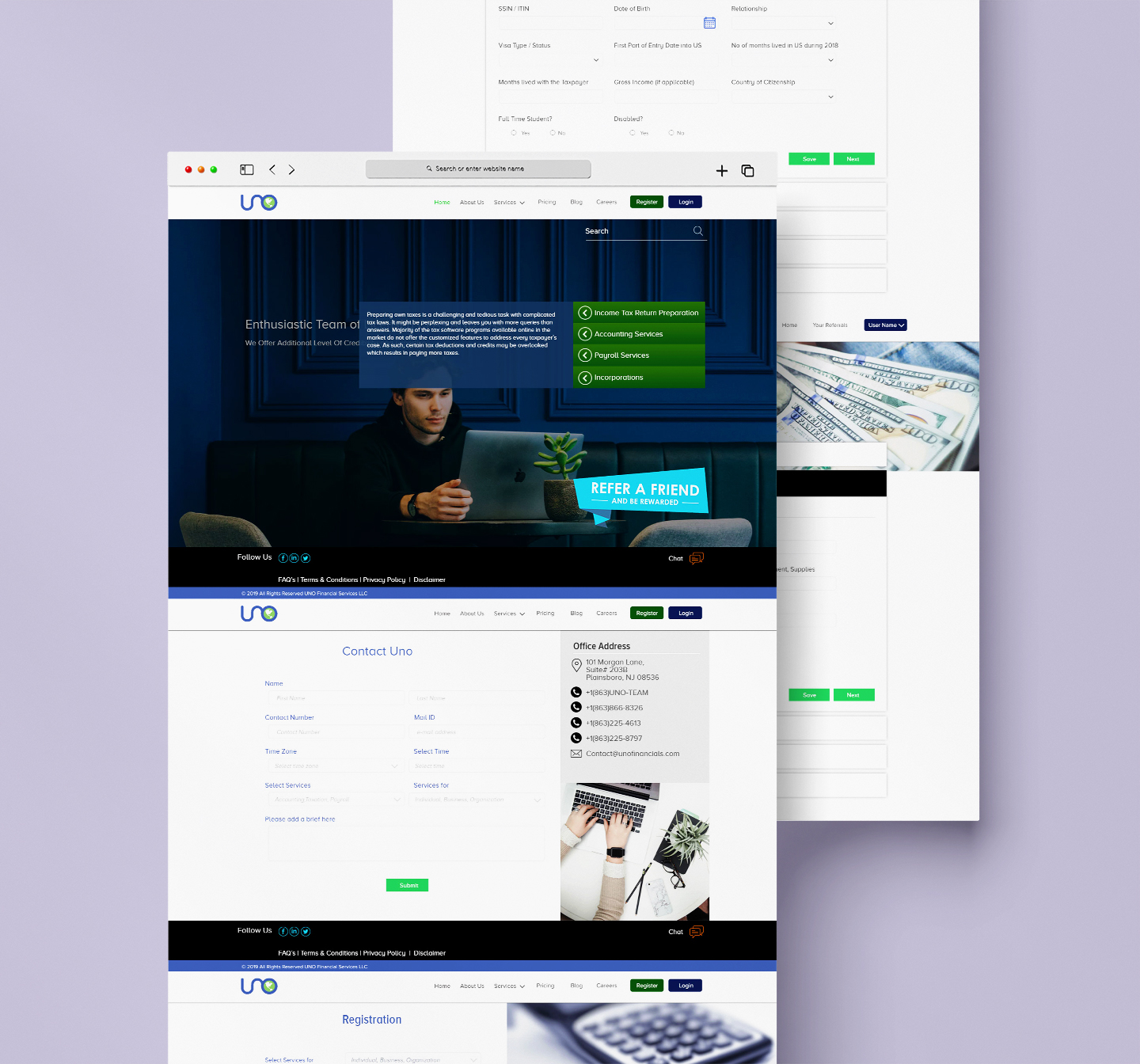 UNO Financial — Marketing website and full application overview
